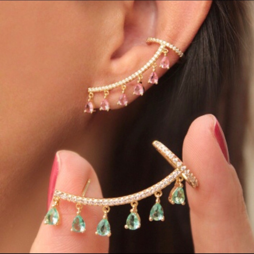 3/$21 Water drop tassel stud crystal rhinestone earring
